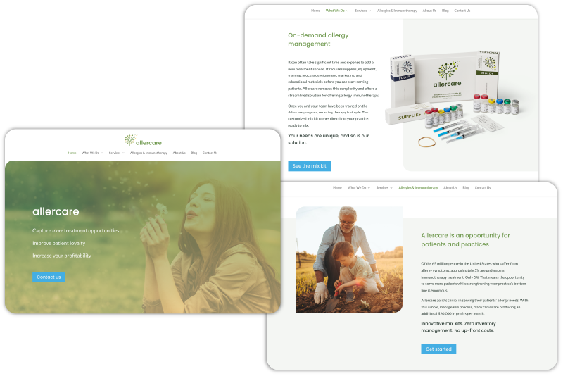 Allercare Website Screenshots Allercare Website Screenshots